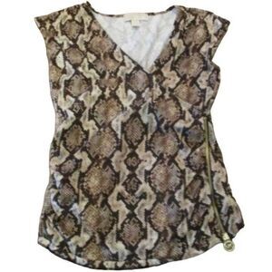 Michael Kors Python Snake Print Zippered Top Small